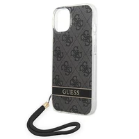 Guess GUOHCP14MH4STK iPhone 14 Plus 6.7 "juodas / juodas kietas dėklas 4G spauda Dirželis