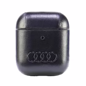 Audi odinis didelio logotipo dėklas AirPods 1 / 2 - juoda