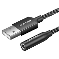 Vieno prievado USB išorinė garso plokštė Vention Gome 1m (juoda)