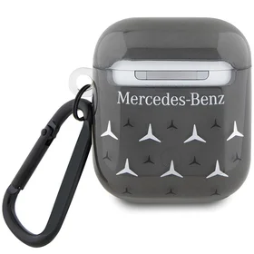 Mercedes MEA28DPMGS AirPods 1/2 dėklas su didelio žvaigždės rašto dizainu, juodas