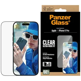 PanzerGlass itin platus EasyAligner grūdintas apsauginis stiklas iPhone 17 Pro telefonui