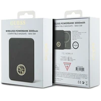 Guess Magnetinė 4G Strassed Metalinis Logotipas indukcinė išorinė baterija 5W 3000mAh - juoda