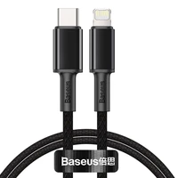 USB kabelis Baseus High Density Braided Fast Data PD 20W Type-C į Lightning 1.0m juodas CATLGD-01