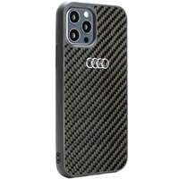 Audi anglies pluošto iPhone 12/12 Pro 6.1" juodas/juodas kietas dėklas AU-TPUPCIP12P-R8/D2-BK