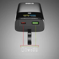 SBS 10000mAh PD 20W išorinė baterija su LCD ekranu ir įmontuotu USB-C kabeliu - pilka