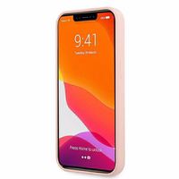 Guess GUHMP13MLSLMGLP dėklas telefonui iPhone 13 6.1" šviesiai rožinis kietas silikoninis su auksiniu logotipu MagSafe