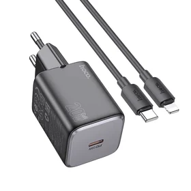 Įkroviklis Hoco USB-C QC PD 20W + kabelis USB-C į Lightning N40 juodas