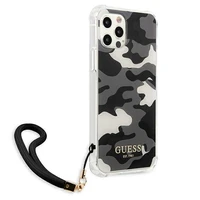 Guess GUHCP12MKSARBK iPhone 12/12 Pro 6.1" juodas/juodas kietas dėklas Camo kolekcija