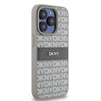 DKNY Odinis mono juosta ir metalinis logotipas dėklas telefonui iPhone 15 Pro - smėlio