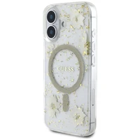 Guess Resin Flowers Glitter MagSafe iPhone 16 dėklas telefonui (m) - smėlinis (m)