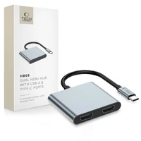 "Tech-Protect" HB08 4in1 USB-C + USB2.0 + 2 x HDMI 4K 60HZ adapteris - pilkas