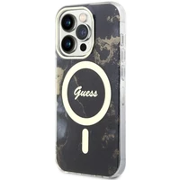 Guess GUHMP14LHTMRSK iPhone 14 Pro 6.1" juodas/juodas kietas dėklas Auksinis Marmuras MagSafe