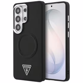 Guess dėklas Embossed Ring Triangle Logo MagSafe skirtas Samsung Galaxy S26 Ultra juodas