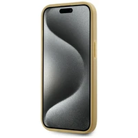 Karl Lagerfeld Wrinkled Metal Signature dėklas telefonui iPhone 15 - auksinė