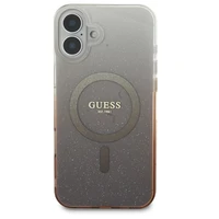 Guess IML Blizgantis gradientas Magnetinis dėklas telefonui iPhone 16 Plus - rudas