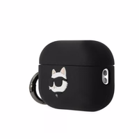 KLAP2RUNCHK AirPods Pro 2 dėklas juodas silikoninis Choupette Head 3D