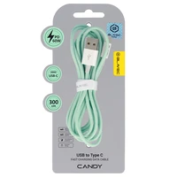Blavec Kabelis Candy pynėtas - USB į Type C - PD 60W 3A 3 metrai Apple CarPlay/Android Auto (CCA-UC3GN30) žalias