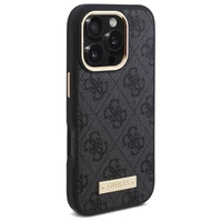 Guess 4G Logo Plate Magnetinis dėklas telefonui iPhone 16 Pro Max - juodas