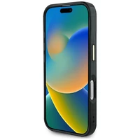 Guess IML Metal Glitter 4G Circle Triangle Magnetinis dėklas telefonui iPhone 16 - juodas