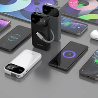 Dudao K31 10000mAh 22.5W PD Išorinė baterija su įmontuotu kabeliu - juoda