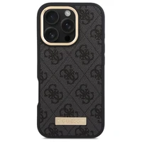 Guess 4G Logotipo plokštelė Magnetinis dėklas telefonui iPhone 16 Pro - juodas