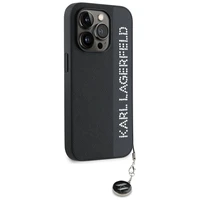 Karl Lagerfeld Saffiano su kristalais ir žavesio dėklas telefonui iPhone 15 Pro Max - juodas
