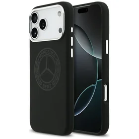 Mercedes silikoninis Vintage Logo MagSafe dėklas iPhone 17 Pro Max – juodas