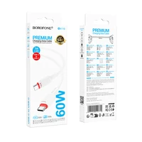 Borofone Kabelis BX110 Beneficio - Type C į Type C - 60W 3A 1 metras baltas