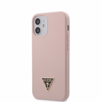 Guess GUHCP12SLSTMLP iPhone 12 mini 5.4" šviesiai rožinis/šviesiai rožinis kietas dėklas Silikoninis trikampio logotipas