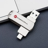 FORCELL F-DATA USB atmintinė Metal Duo 16GB USB3.2 Gen 1 (USB A / Type C) sidabrinė