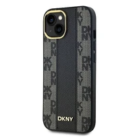 DKNY Odinis langeliais raštuotas magnetinis dėklas iPhone 15/14/13 - juodas