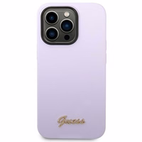 Guess GUHCP14LSLSMU iPhone 14 Pro 6.1 "violetinis/violetinis kietas dėklas Silikoninis Vintage Gold Logo