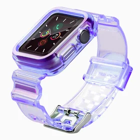 Silikoninė apyrankė dirželis dėklas dirželis šviesos rinkinys Apple Watch 44mm - violetinis