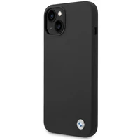 BMW silikoninis metalinis logotipas dėklas telefonui iPhone 15 / 14 / 13 - juodas