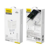 Dudao A20EU USB-A 18W sieninis įkroviklis - baltas + USB-A - USB-C kabelis