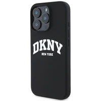 DKNY Silikoninis baltas spausdintas logotipas magnetinis dėklas iPhone 16 Pro Max - juodas