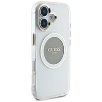 Guess IML Metal Colored Circle Classic Logo Magnetinis dėklas telefonui iPhone 16 - pilkas