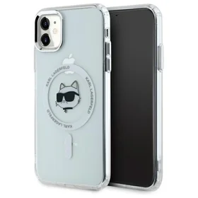 Karl Lagerfeld IML Metalinė Choupette galva MagSafe dėklas iPhone 11 - baltas