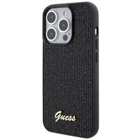 Guess Disko Metalinis Užrašas dėklas telefonui iPhone 15 Pro - juodas