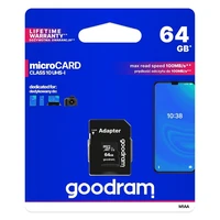Atminties korta Goodram microSD 64Gb UHS I (class 10) + SD adapter