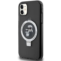 Karl Lagerfeld Magnetinis dėklas telefonui su žiediniu stovu Karl&Choupette MagSafe iPhone 11 / Xr - juodas