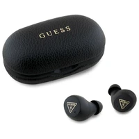 Guess Bluetooth ausinės GUTWSPGTSPSK TWS + įkrovimo stotelė juodos/juodos grūdėtas klasikinis logotipas