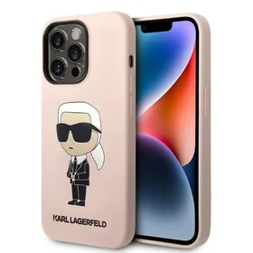 Karl Lagerfeld Silikoninis Ikonik dėklas telefonui iPhone 14 Pro Max - rožinis