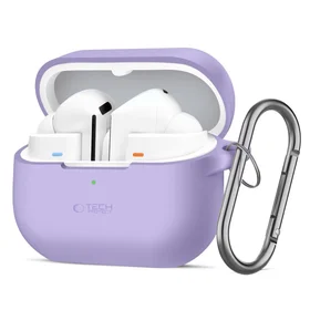 Tech-Protect silikoninis dėklas su kabliuku Samsung Galaxy Buds 3 / 3 FE / 3 Pro ausinėms - violetinis