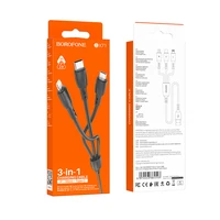 Borofone Kabelis BX71 3 in 1 - USB-C, Micro USB, Lightning - 2A, 1 metras - juodas