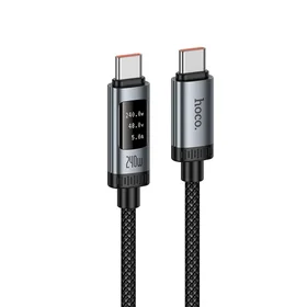 Kabelis (m) - su skaitmenine indikacija USB A į USB C Hoco PD 6A 100W 1,2 m U148 juodas (m)
