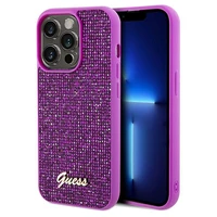 Guess Disco Metal Script dėklas telefonui iPhone 14 Pro Max – fuksijos