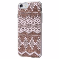 Guess GUHCP7TGTA iPhone 7/8/SE 2020/ SE 2022 taupe kietas dėklas Aztec Tribal 3D
