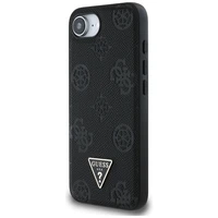 Guess Grained Hot Stamp Peony Triangle Logo Magnetinis dėklas telefonui iPhone 16e - juodas