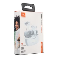 Belaidės ausinės JBL IP54 IPX2 Wave Beam baltos